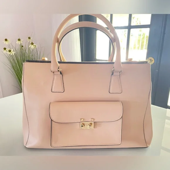 VITTORIA NAPOLI Women's Made In Italy Blush Pink Leather Satchel Handbag New - Picture 4 of 8